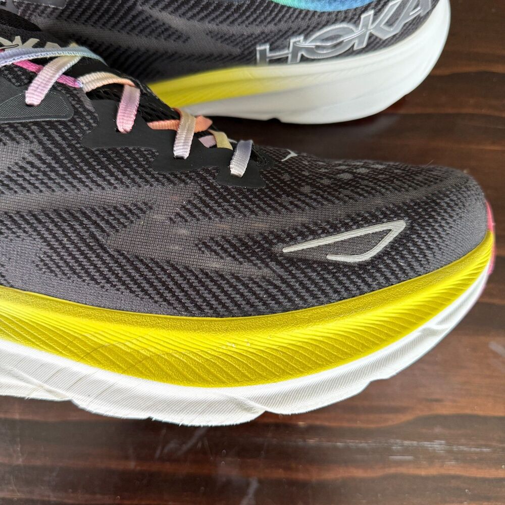 Hoka One One Clifton 9 Men's 11.5D Running Black Rainbow Sneakers 1127895 BAAB - Picture 5 of 12